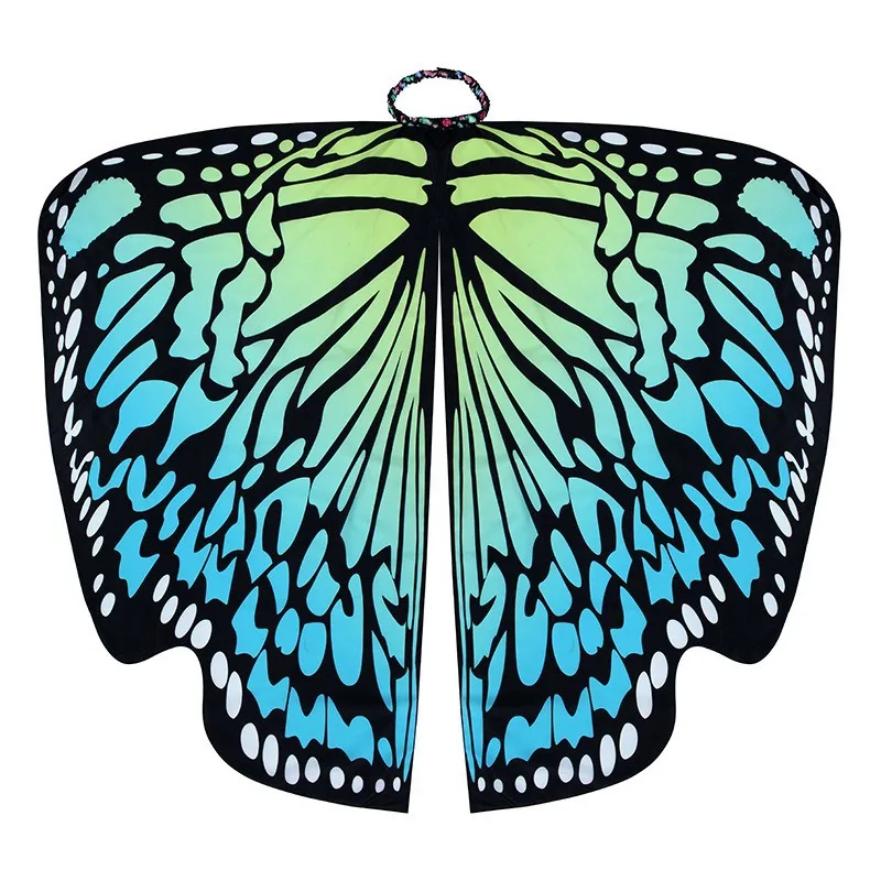 Rainbow Butterfly Wings Cape Shawl Fairy Ladies Dance Costume Adult Monarch Butterfly Cape Halloween Child Butterfly Wings: Khaki