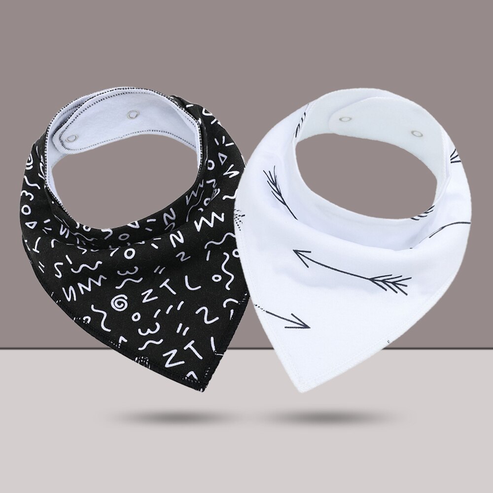 2 pcs/lot Baby Bibs Burp Cloth Print Arrow Wave Triangle Baby Bibs Cotton Reusable Washable Adjustable Baby Meal Infant Bibs: K20001-A15