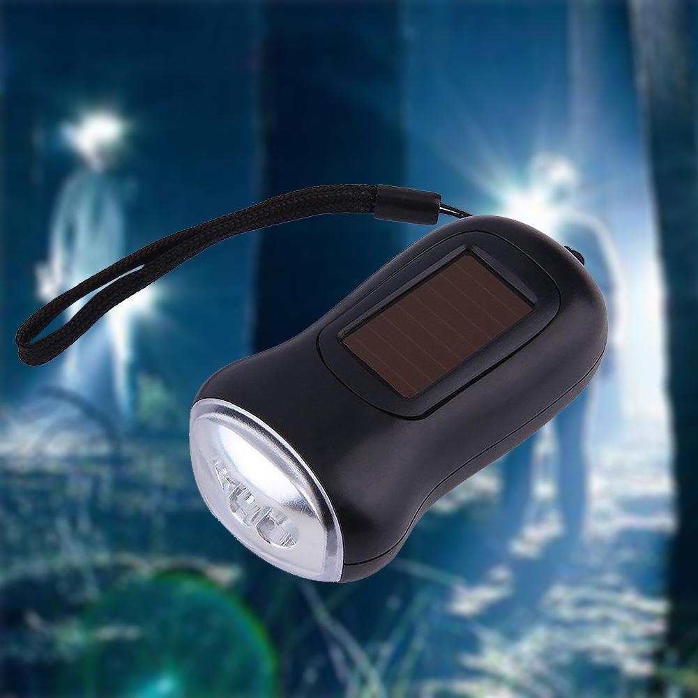 Mini Tragbare Handkurbel Dynamo LED Solar- angetrieben Taschenlampe Camping Taschenlampe