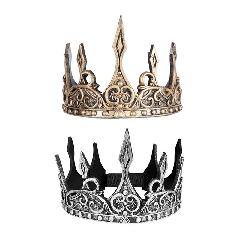 Uds.-Diadema de corona Medieval real para hombre, corona de espuma sintética, corona suave para Cosplay, tocado, decoración para