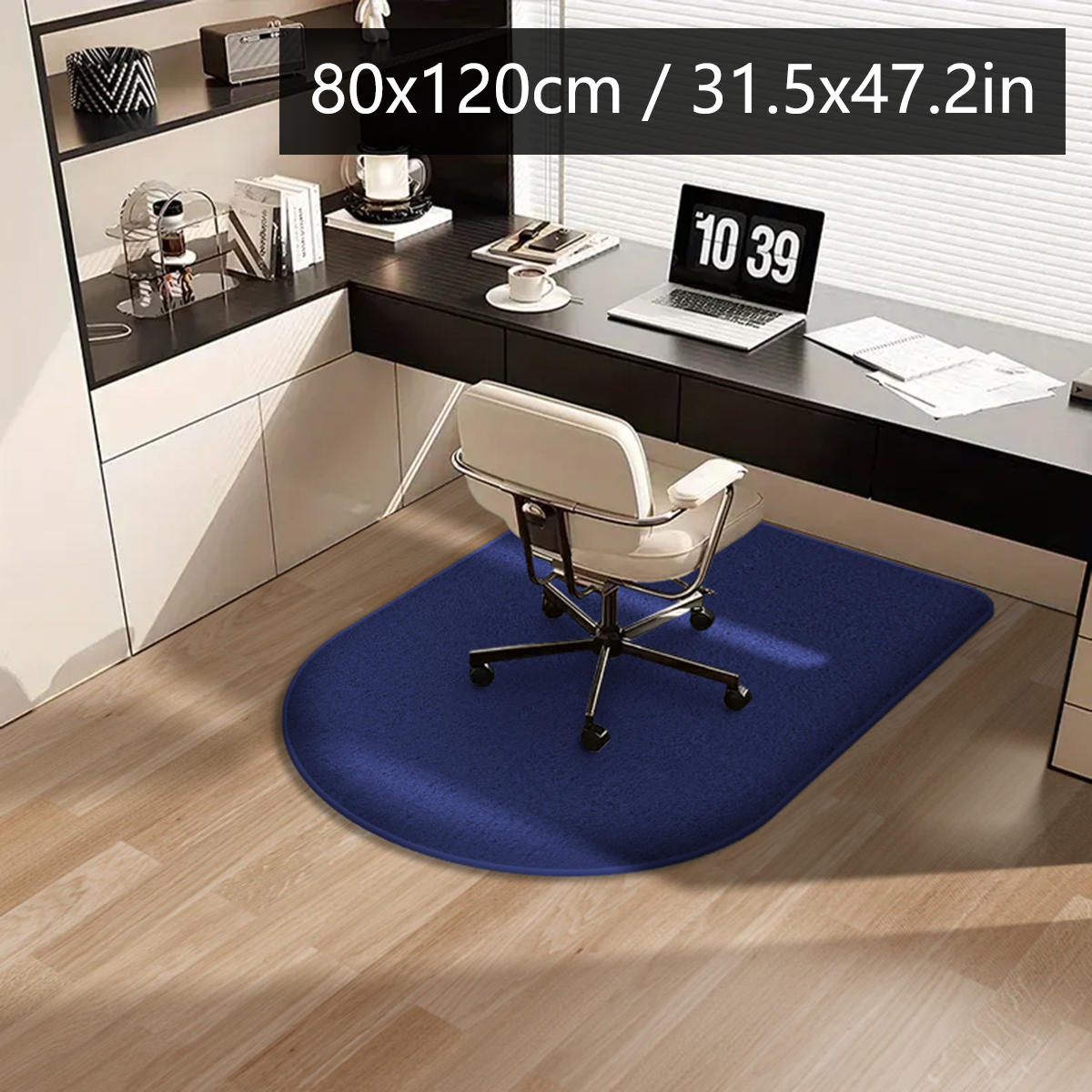 Solid color computer chair mat flannel floor mat thickened desk swivel chair arched carpet study soft dressing table foot mat: Gold