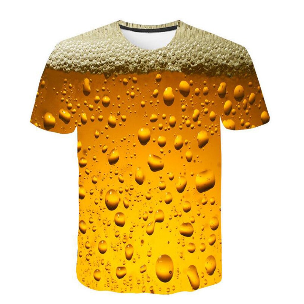 Summer Men'S T-Shirt Fashionable 3D Printed Novelty Short Sleeve Top Yellow Cotton Blend Breathable Top #YL10: L