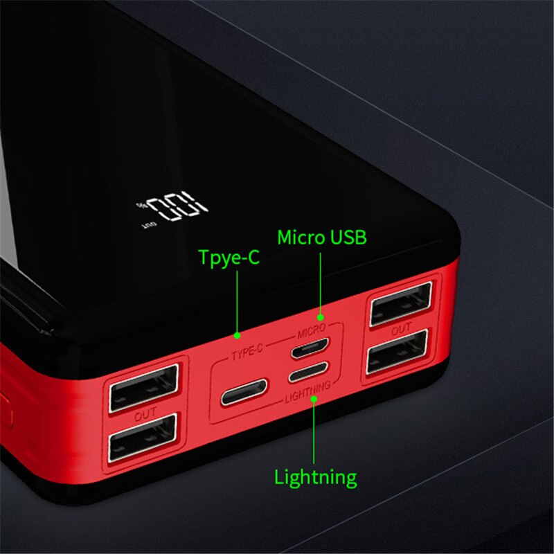 80000mAh Power Bank Travel Portable High Capacity Mobile with 4USB Outdoor Fast Charging Poverbank for Xiaomi Samsung iPhone13