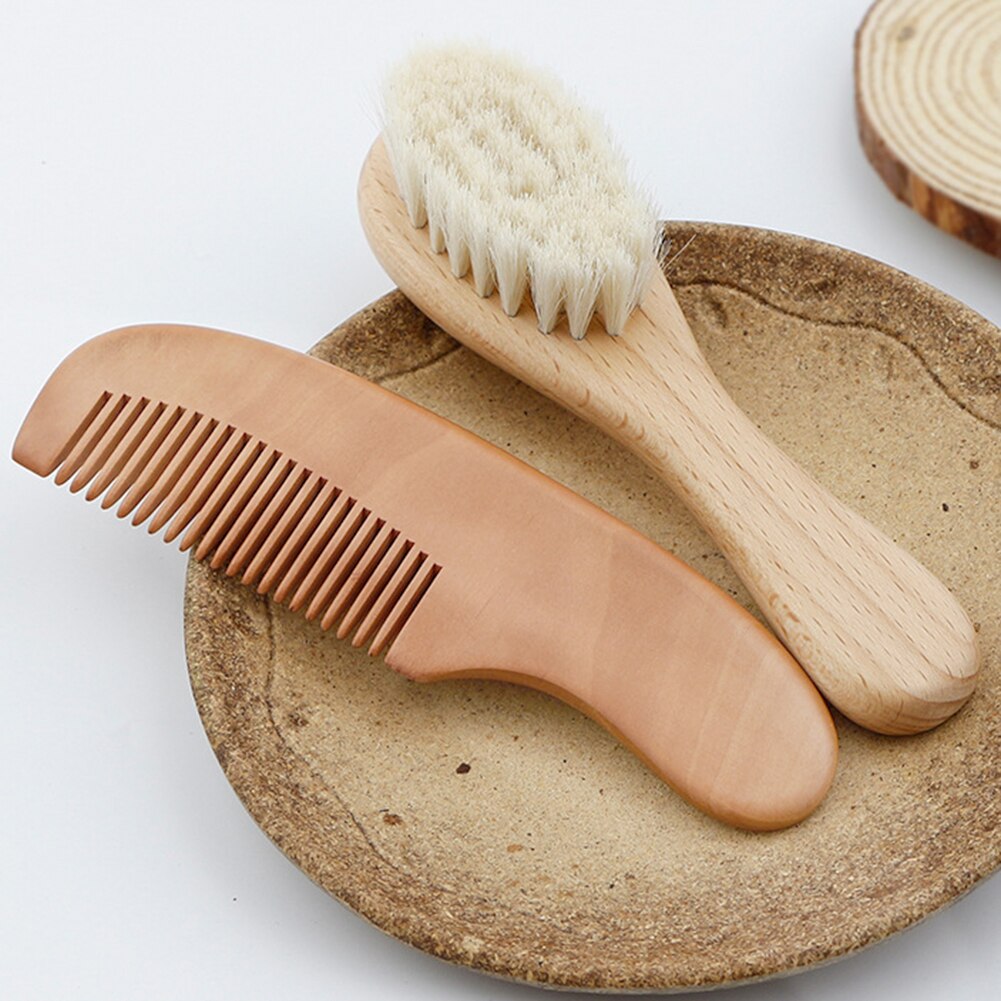 Natuurlijke Wol Baby Houten Borstel Zuigeling Kam Hoofd Massager Kam Borstel Haarborstel Lichtgewicht Onderdelen Kleine Kind Accessoires