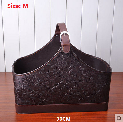 Förvaringskorg i imiterat pu-läder, bärbar förvaringskorg för frukt: Plommon