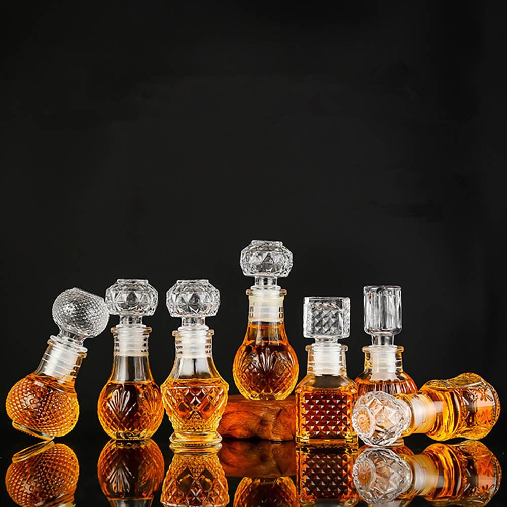 Botella vacía pequeña de Whisky, botella de vino de 50ml, Mini botellas de licor de Alcohol de vidrio con tapa de rosca