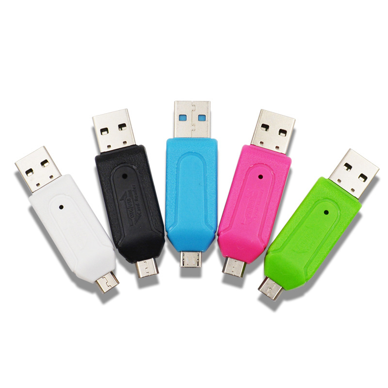 OTG 2in1 Micro USB Card Reader Universal USB TF/SD Card Reader Phone Extension Headers Micro SD Card Adapter for Android PC