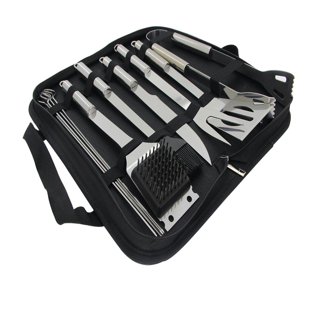 5~20 PCS Stainless Steel BBQ Tools Set Barbecue Grilling Utensil Accessories Camping Outdoor Cooking Tools Kit with Aluminum Box: 10 PCS 1Set