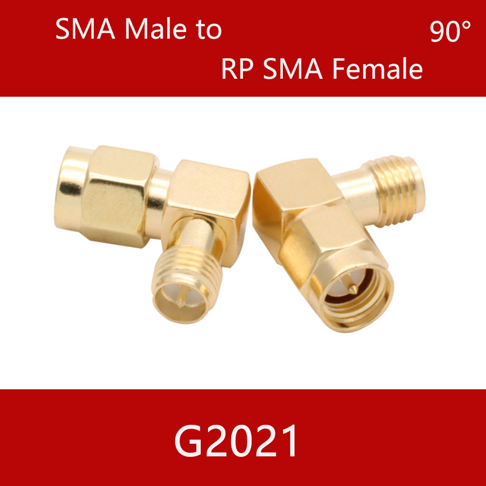 Conector SMA a SMA macho hembra RP SMA a SMA macho RPSMA, convertidor de adaptador RF de 3 vías de ángulo recto: G2021