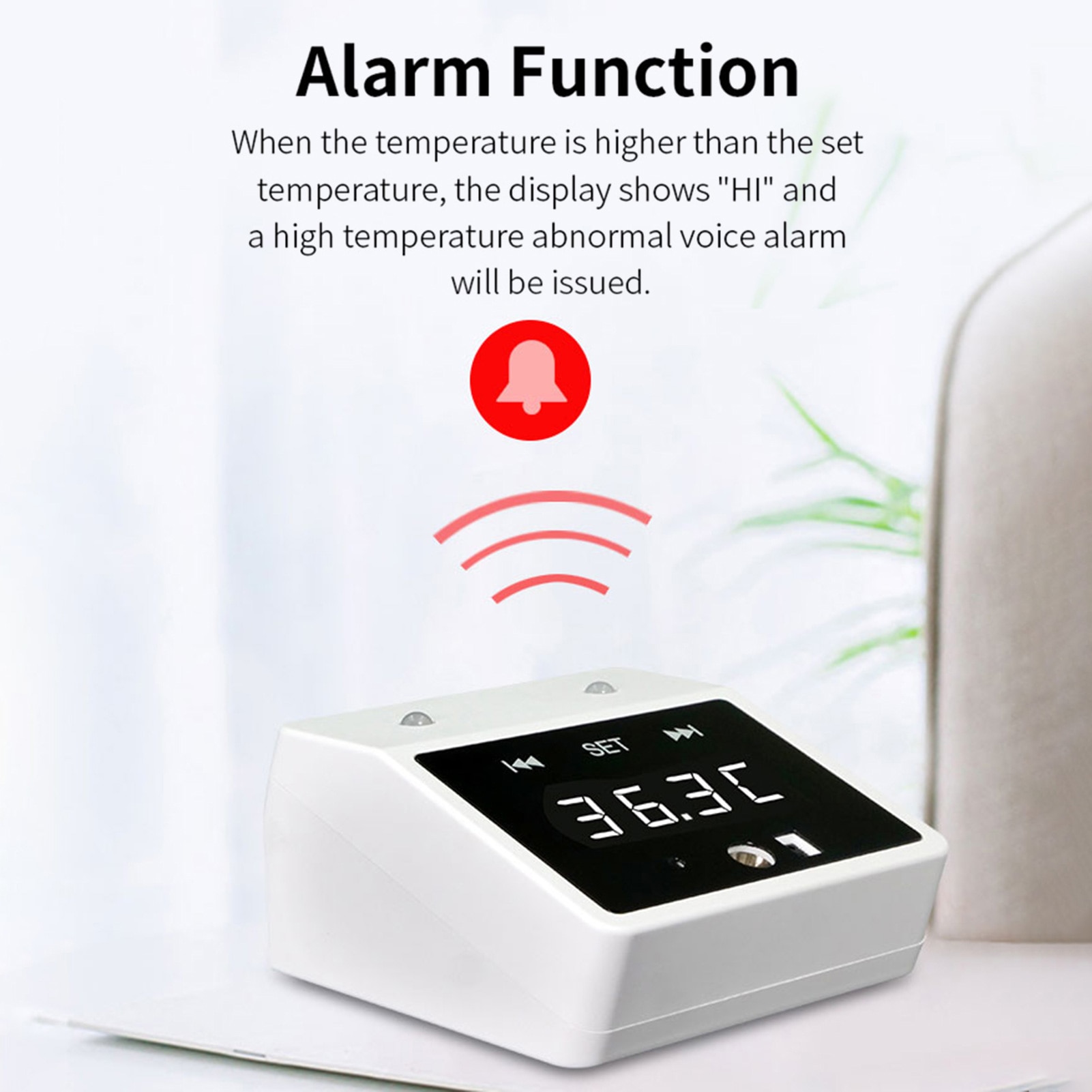 Non-contact Infrared Mini Thermometer Clock Function Counting Function 30 Memory Sets 3 Fixing Ways °C/°F Powered by USB/battery