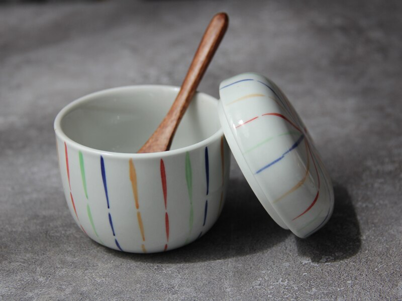 Japanese-style ceramic tableware Japanese-style steamed egg cup hand-painted blue colorful steaming bowl water-in-water