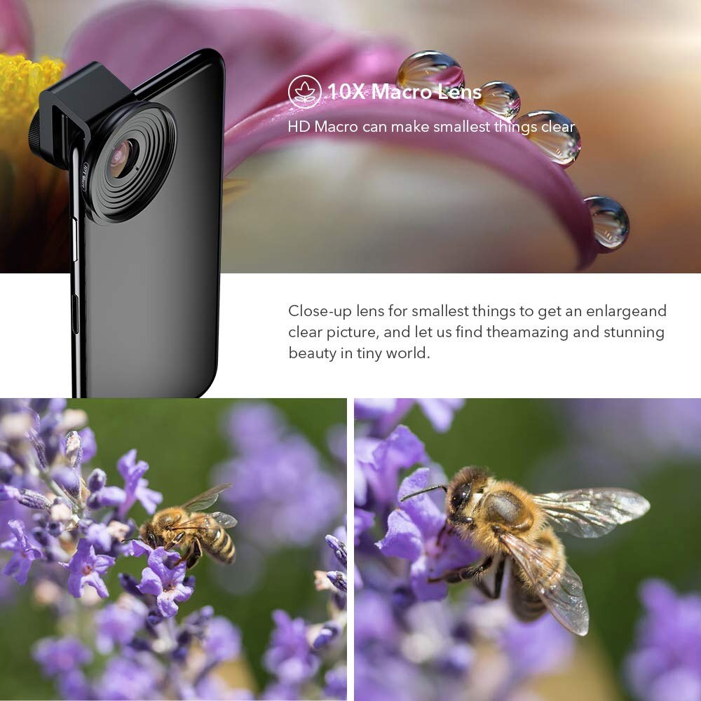 5in1 Hd Mobiele Telefoon Lens Set-2x Telelens 195 ° Fisheye 110 ° Groothoek 170 ° Super groothoek 10x Macro Lens Voor Iphone