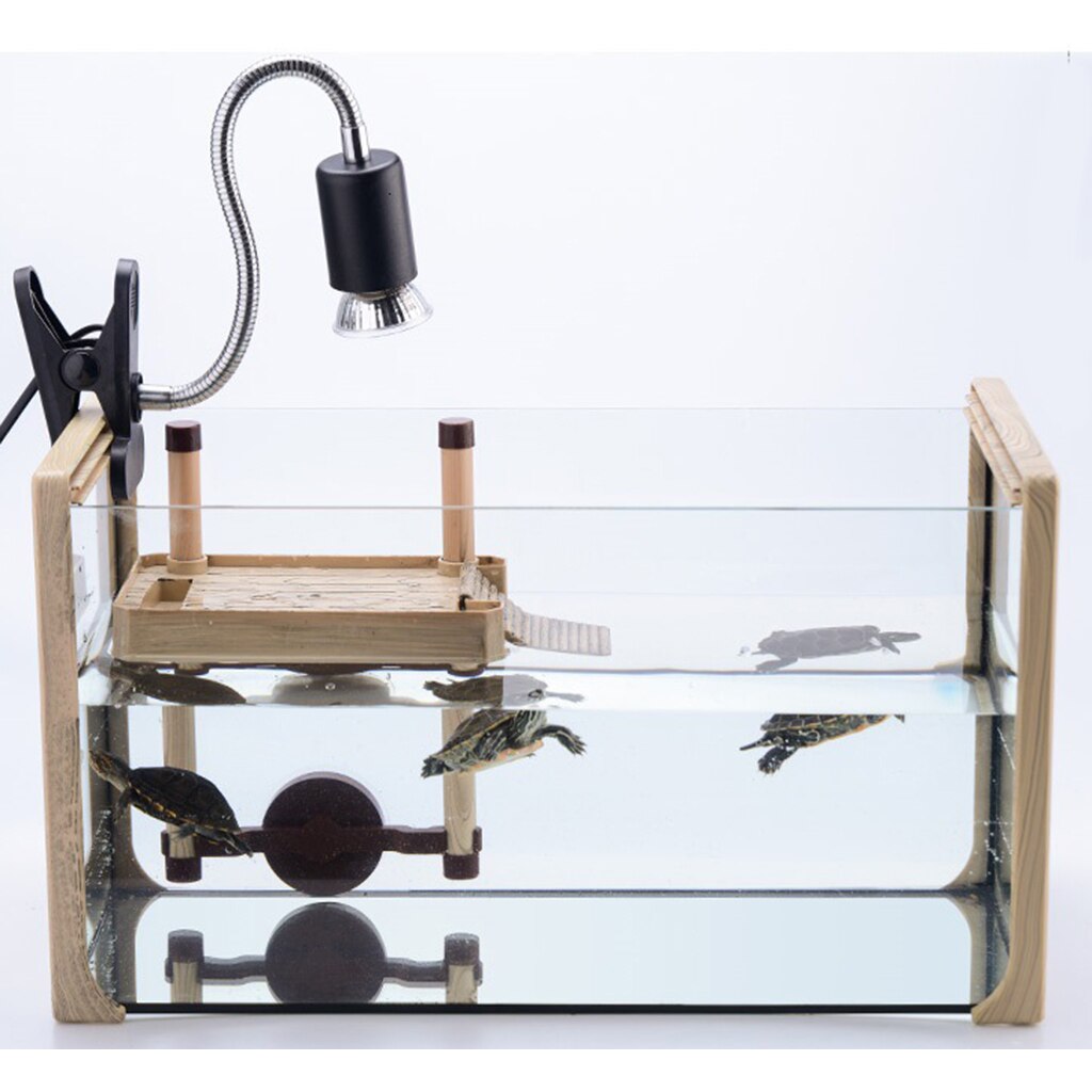 Turtle Terrapin Tank Float Pier Basking Platform with Food Feed Trough