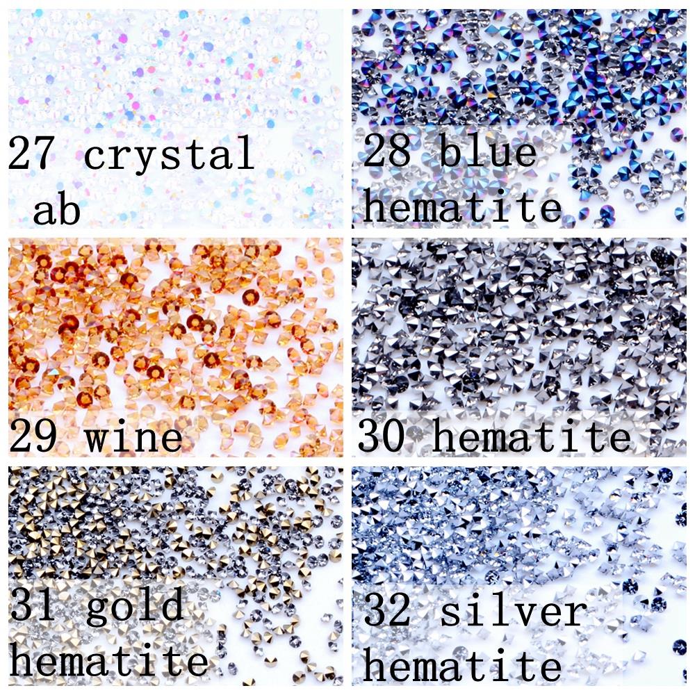 Manicure Mini Zircon Steentjes 1.1Mm Micro Crystal Strass Glas Ab Strass Voor Nail Art Decoraties 1400Pcs