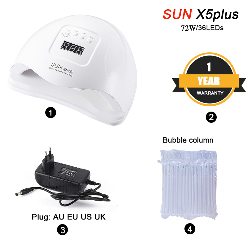 Sun  x5 plus uv led-lampa nageltork manikyr nagellampa uv-ljus för gelnaglar med rörelseavkännande lampa för manikyr: White-sunx 5 plus