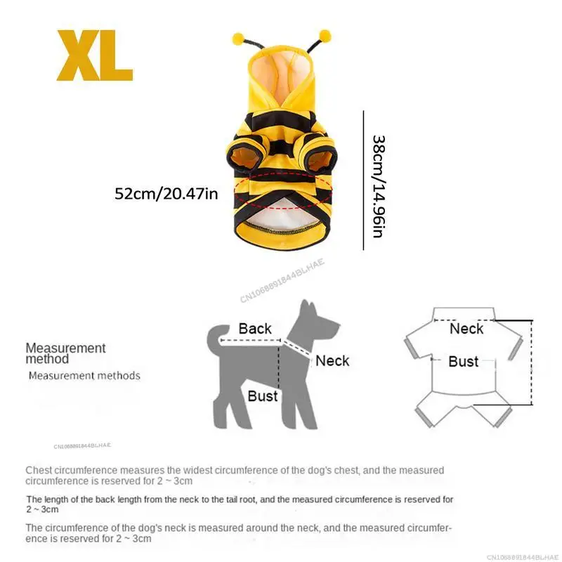 Disfraz de abeja para perro, sudaderas con capucha de Halloween para mascotas, vestido de Cosplay suave para Halloween y Navidad, ropa de Cosplay con capucha para perro, gato y cachorro