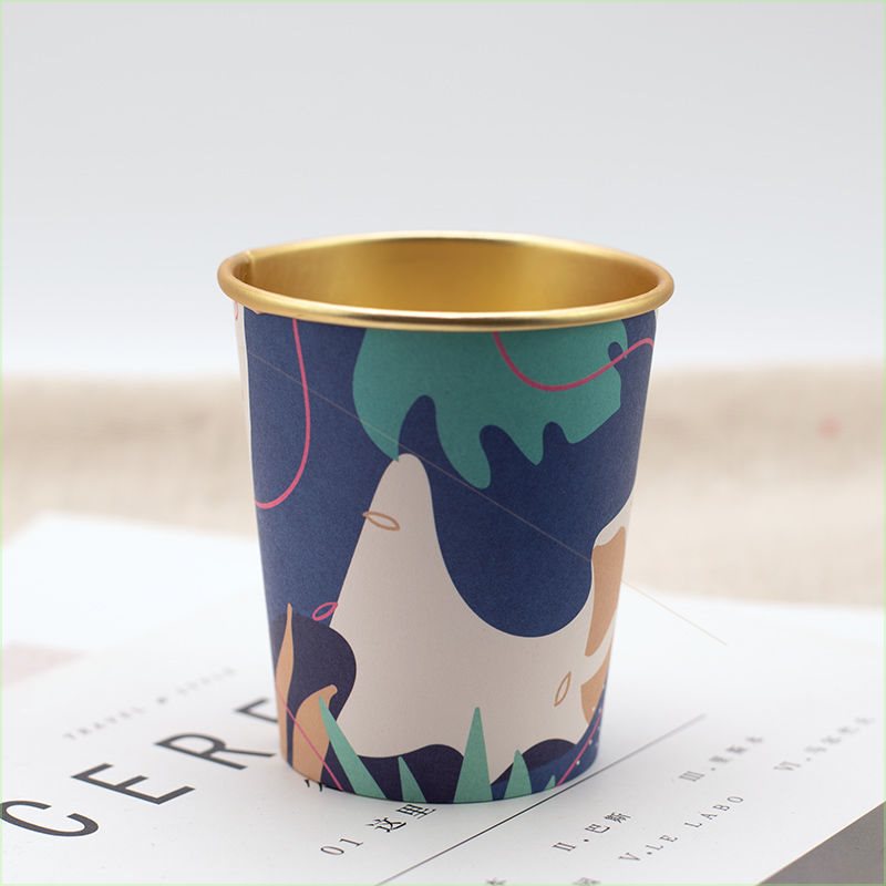 Taza de papel de aluminio dorado de 50 piezas para uso doméstico y comercial, vaso desechable de alta gama, vaso grueso para agua, té, café, leche y: 50pcs 3