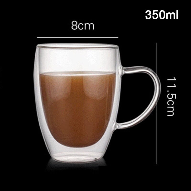 Double Wall Insulated Glasses Espresso Mugs High Temperature Resistant Thick Transparent Glass Cup AUG889