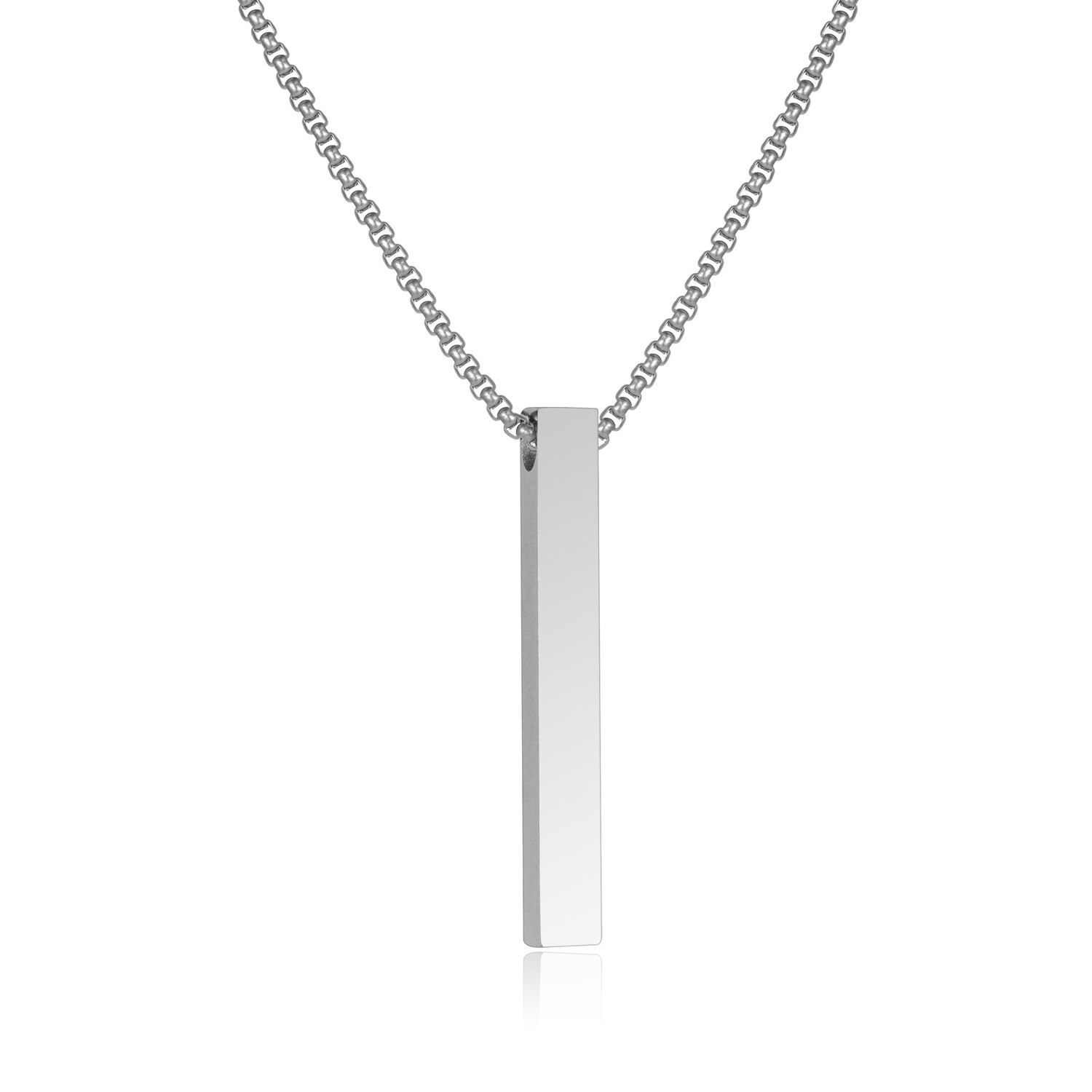 Collar con colgante de barra para hombre, cadena de acero inoxidable, Oro Negro, de joyería: silver / 45cm