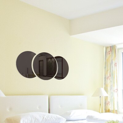 Espelho 3d efeito adesivo de parede decoração de fundo combinação redonda espelhos decorativos adesivo banheiro mão lavar papel parede: black