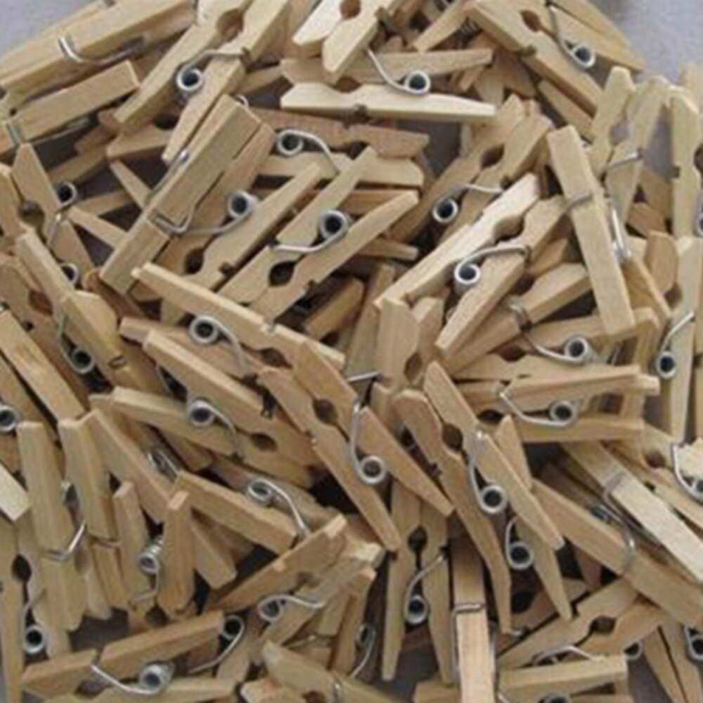 Cute Wood Clothespins Wooden Laundry Clothes Pins Photo Paper Peg Clip 50PCS