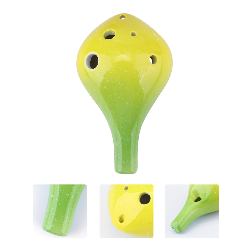6 Hole Ceramic Ocarina - Bottle Style Ocarina Flute - Musical Instrument for Beginners: Yellow Green