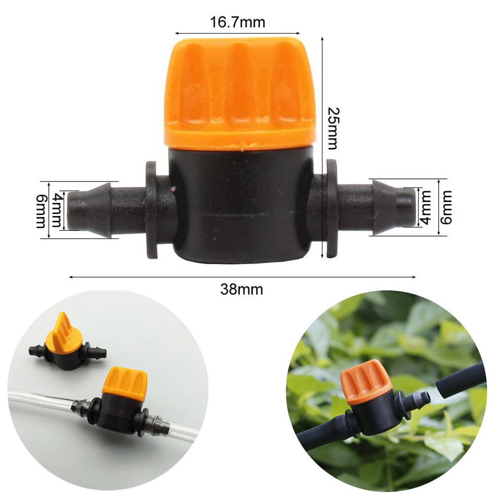 20-100 stk 1/4 &quot; rør miniventil 4/7mm slangekontroller med mothager adapter landbruk mikro drypp vanning vanningssystem fittings