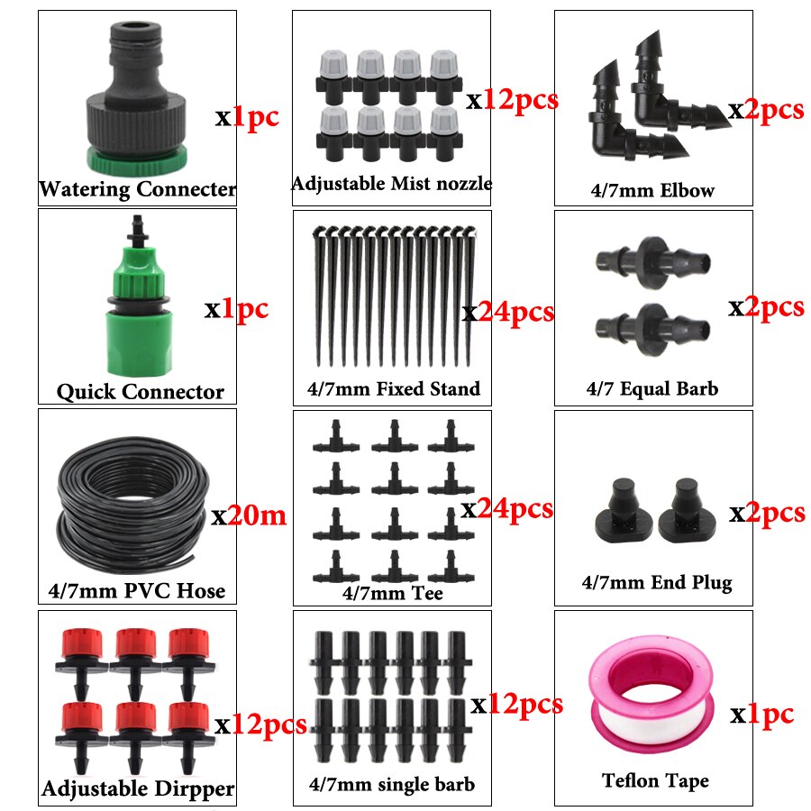 MUCIAKIE 30M Micro Drip Watering Kit Irrigation System With Adjustable Dirpper And Spray Sprinklers For Garden Watering Durable: D x MJ016Q
