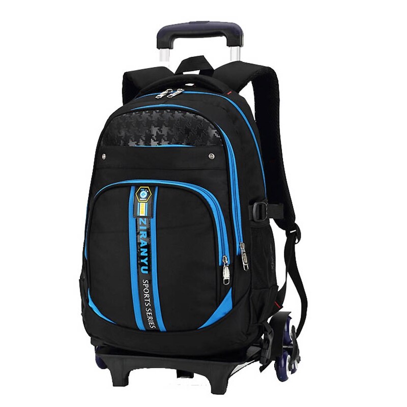 Six Wheels Trolley Backpack Removable Trolley Children School Bags Boys Oxford Waterproof Wheeled Bags for Kids