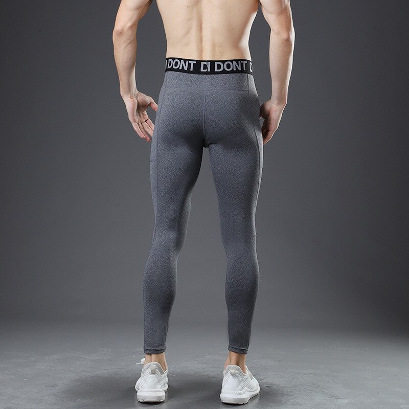 Men Tights Compression Pants Running Men Training Fitness Sports Leggings Pocket Gym Jogging Sweat Pants Male Long -40