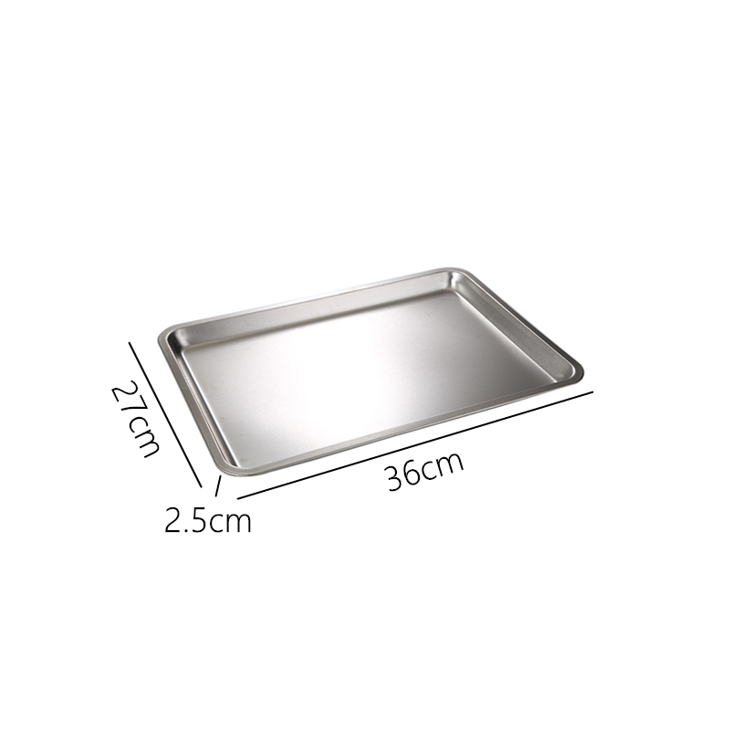 Bandeja de almacenamiento rectangular de acero inoxidable, plato de cena, horno, pastel, bandeja para hornear, pan, recipiente de comida, accesorios de cocina: Negro