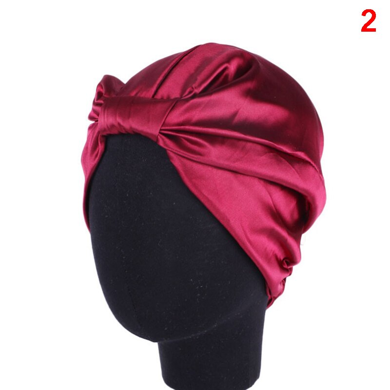 Satin hætte hårhætter salon nat hår hat naturligt krøllet hår dobbelt elastik bade søvn kvinder hovedbetræk wrap hat: N2