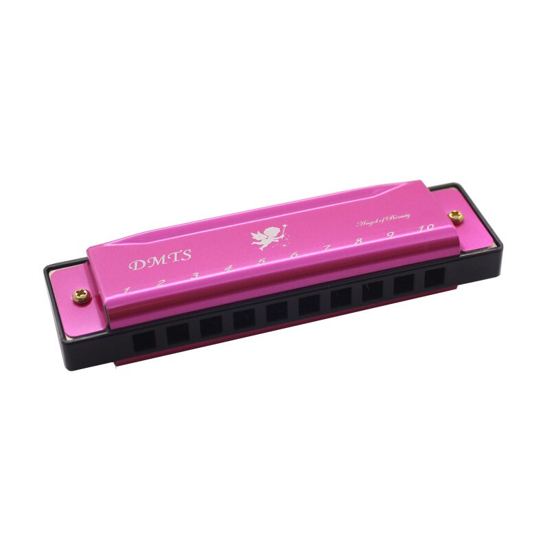 OEING Chromatic Harmonica - 10 Holes, 25 Keys, C Tone, Phosphor Bronze Reeds, Resin Body: Pink