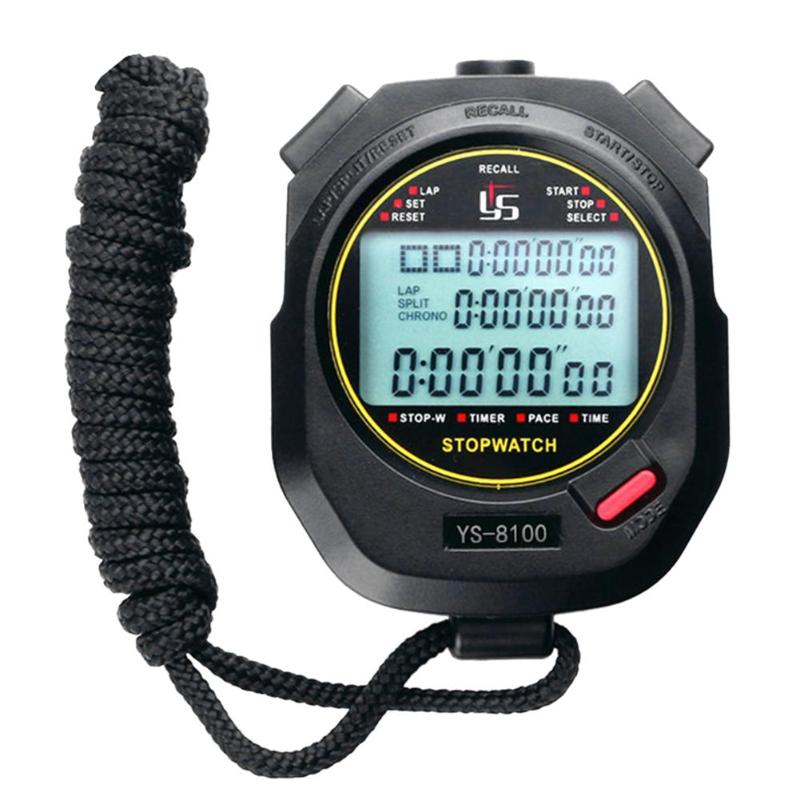 Handheld Digital Stopwatch Chronograph Sports Training Timer Stop Watch: Balck 100 Tracks