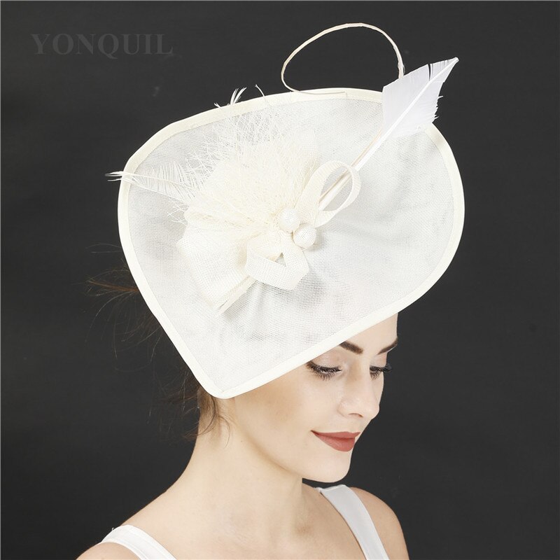 Linen Flowers Wedding Derby Hats Veils And Fascinators Bridal Hats With Face Veil Women&#39;s Formal Party Dinner Hair Accessories: Beige