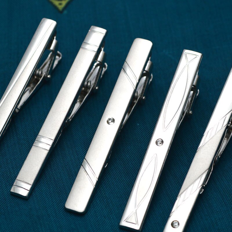 Pince à cravate en métal argenté pour hommes, épingle à cravate en cristal pour hommes, accessoires de mariage