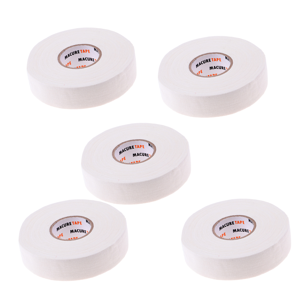 Hockey Tape - Cloth Hockey Stick Tape - 5 Roll - 1 Inch Wide 25 Yards White