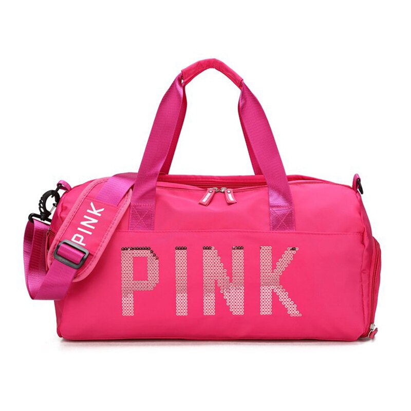 Bolsos de mano con letras de lentejuelas para mujer, gran capacidad, para ocio, fitness, bolsos de viaje, conjuntos de equipaje de ,: Rose red