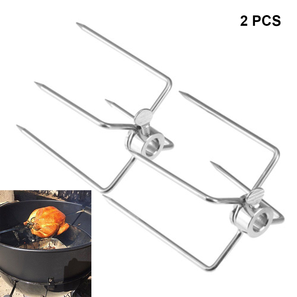 2 stk bbq gafler rustfrit stål rotisserie gafler spyt trækul kyllingegrill til rotisserie grill tilbehør