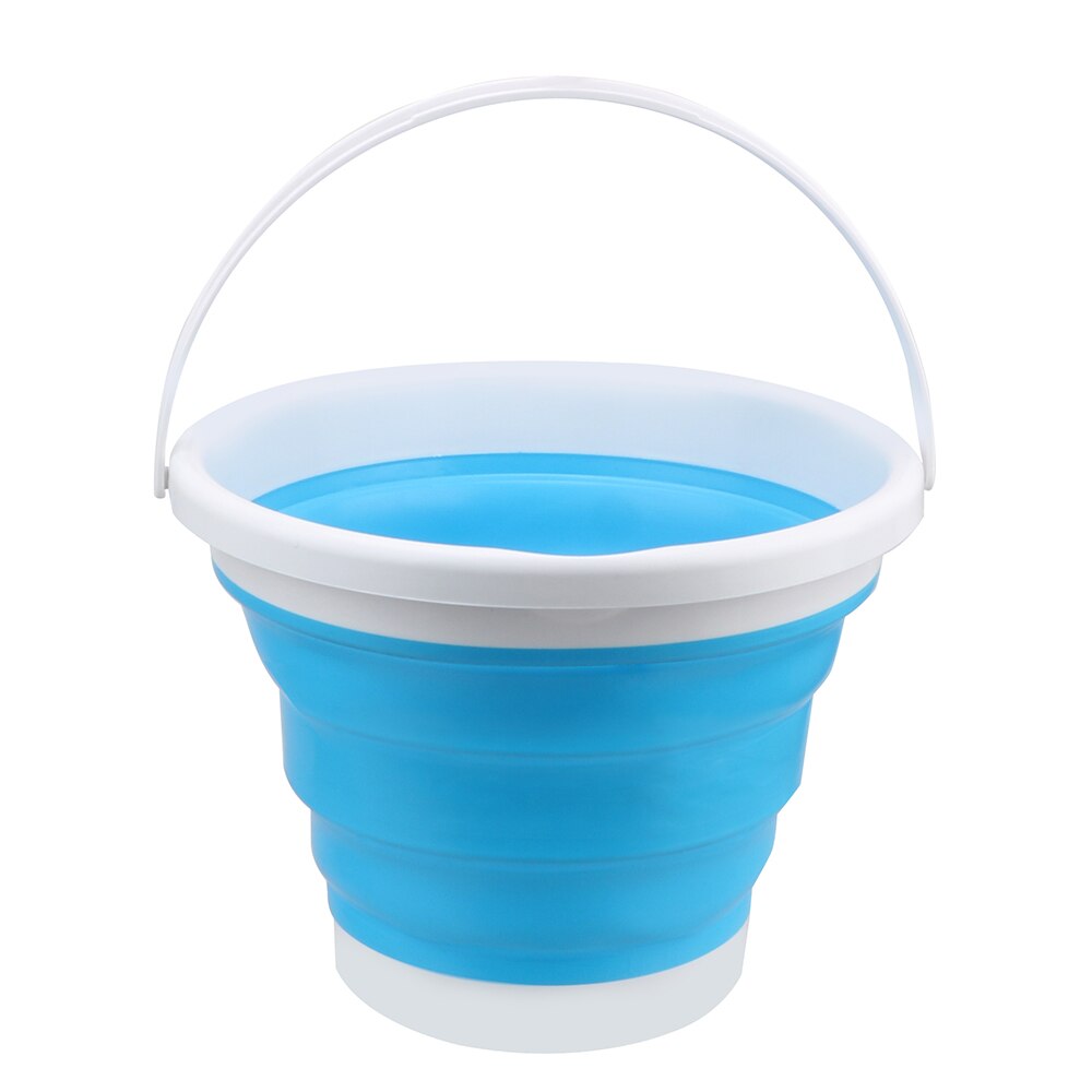 Car Wash Bucket for Tourism Outdoor Fishing Camping Portable Save Space Round Bathroom Kitchen Bucket Foldable Bucket: Blue