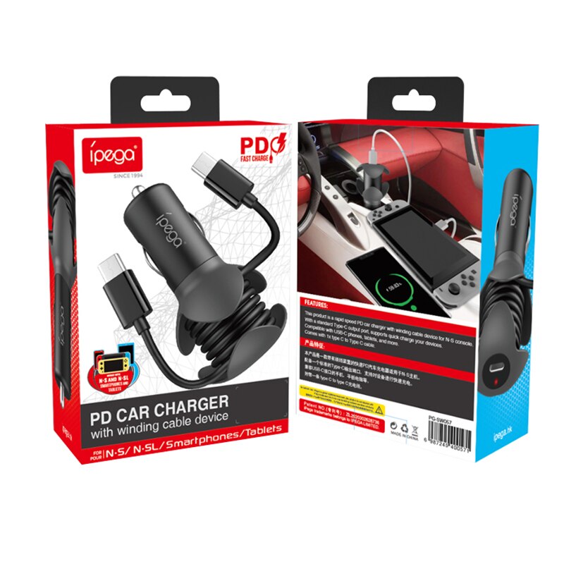 Ipega 12V Auto Ladegerät praktisch Schnelle Ladung Typ-C Anschluss Adapter in Auto schnell aufladen Auto Ladegerät Universal- Schalter