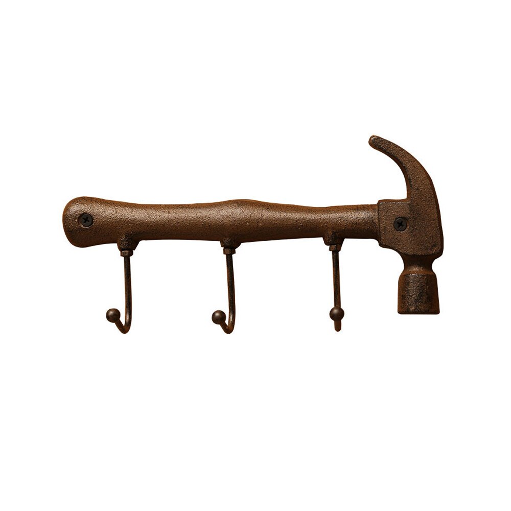 Retro Cast Iron Wall Hooks Decorative Metal Hanger Hammer Spanner Style Wall Mounted Coat Key Holder Towel Rack for Home Bedroom: A