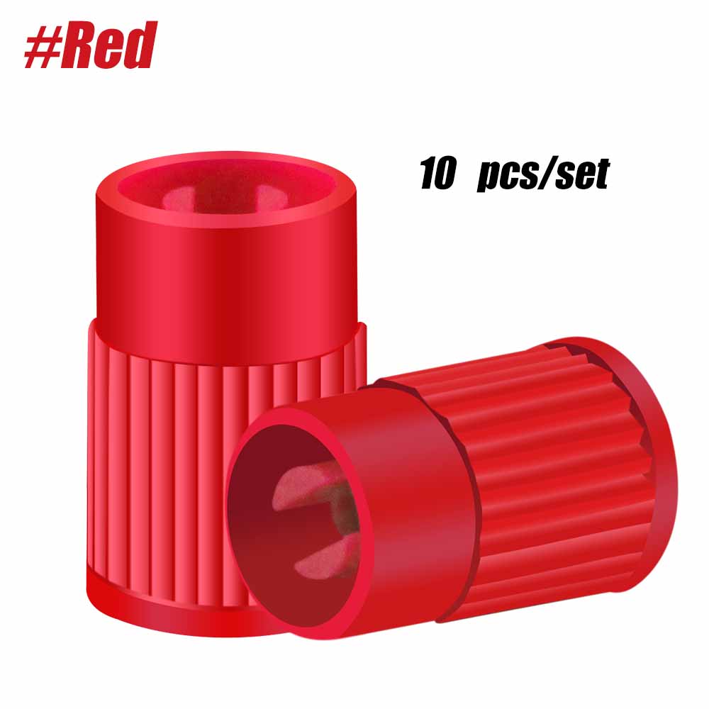 10pcs Tyre Valve Caps, Plastic Car Tire Stem Dust Covers Universal Valve Caps for Cars Trucks Motorcycles SUVs and Bikes: Red