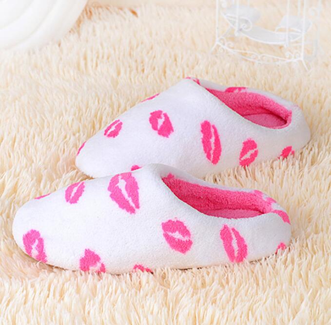 nouvelle maison pantoufles lait lèvre imprimer fond mou pantoufles femmes pantoufles intérieur maison pantoufles femmes chaussures taille 10 11 12: Rose / 6