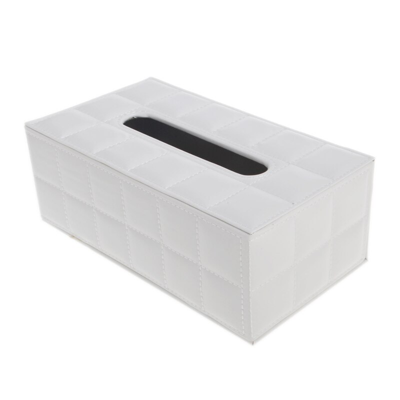 Soporte para caja de pañuelos de cuero sintético para la cocina o el coche, funda rectangular para servilletas, soporte organizador para el hogar: white