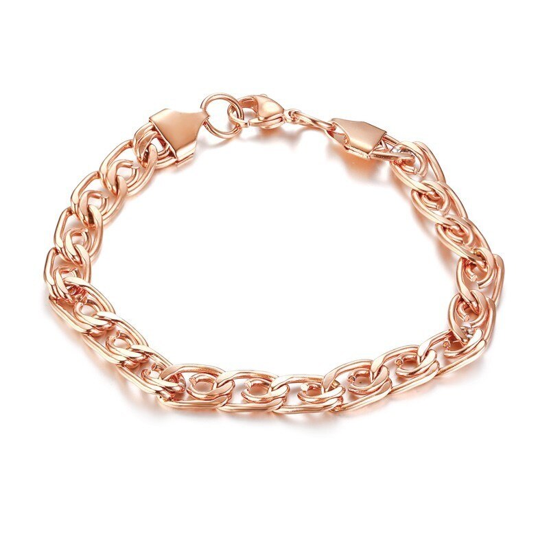 585 roséguld kedjor kvinnor armband armband rostfritt stål pulseira feminina tillbehör ingen blekning: Br -650r bild