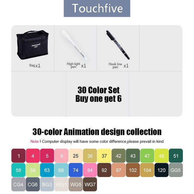 Touchfive Marker 30/40/60/80 Farben Kunst Marker Set Fettige Alkohol Basierend Skizze Marker Stift für künstler Zeichnung Manga Animation: 30 Animation design