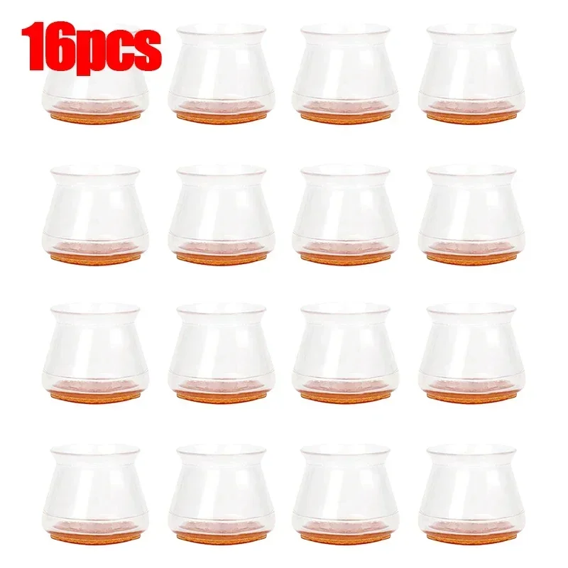 4/16Stck Möbel Bein Fuß Schutz transparent Tisch und Stuhl Fuß Abdeckung Silikon Tragen-beständig Kappe Lärm reduktion: gräulich Braun / 1 Stück