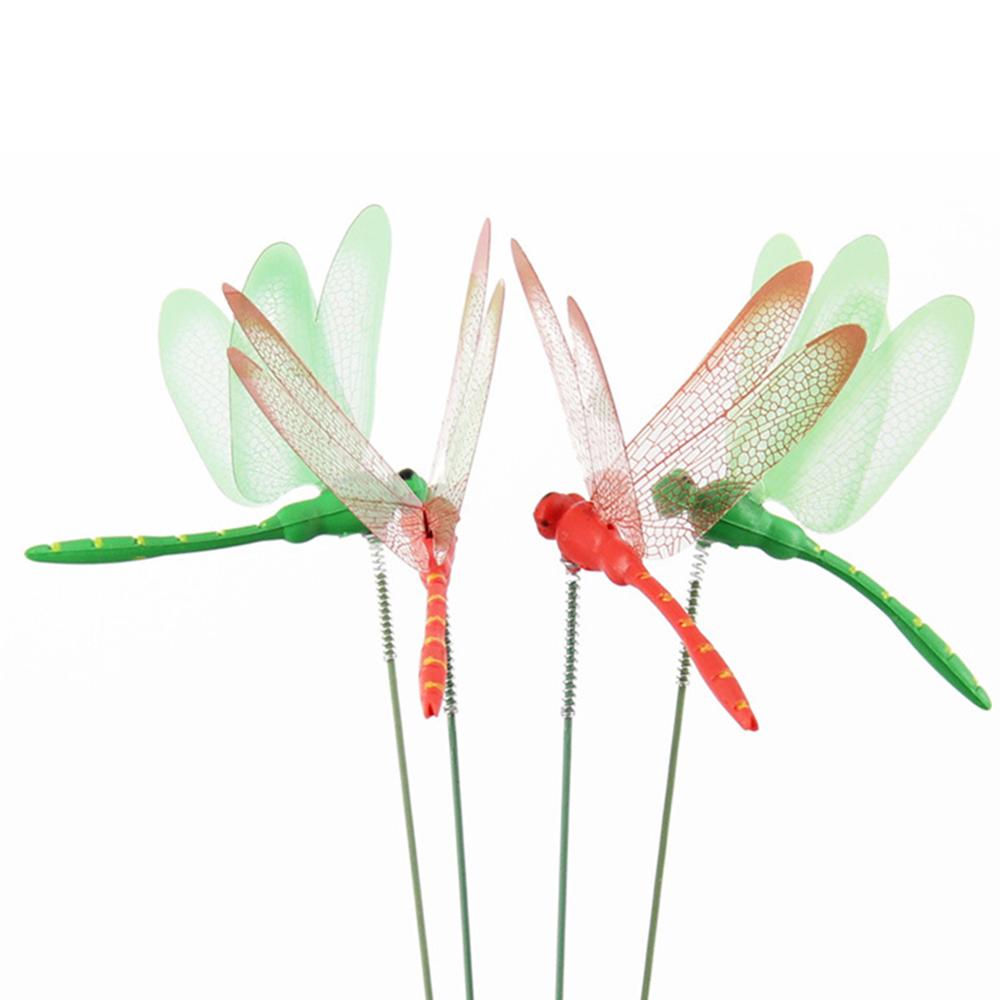10pcs/set 3D Artificial Dragonfly Garden Decoration Outdoor Simulation Dragonfly Stakes Yard Plant Lawn flower pot Decor Stick