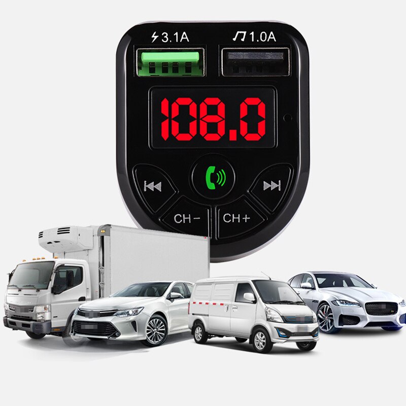 Elistooop FM Transmitter Car Kit MP3 Modulator Player Wireless Bluetooth 5.0 Handsfree Audio Receiver 3.1A Dual USB Fast Charger